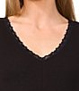 CeCe Ribbed Knit V-Neck Sleeveless Lace Trim Tank - Image 3