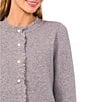 CeCe Round Neck Long Sleeve Fringe Cardigan, Color:Medium Heather Grey - Image 3