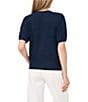 CeCe Round Neck Short Sleeve Bow Detail Coordinating Sweater - Image 2