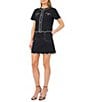 CeCe Round Neck Short Sleeve Scallop Coordinating Jacket - Image 3