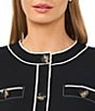 CeCe Round Neck Short Sleeve Scallop Coordinating Jacket - Image 4