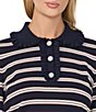 CeCe Ruffle Trim Collar Partial Button Long Sleeve Sweater - Image 3