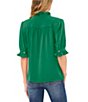 CeCe Ruffle V-Neck Elbow Sleeve Button Down Blouse - Image 2