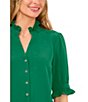 CeCe Ruffle V-Neck Elbow Sleeve Button Down Blouse - Image 3