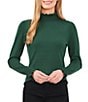 Color:Alpine Green - Image 1 - Ruffled Mock Neck Long Sleeve Sweater