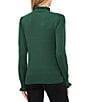 Color:Alpine Green - Image 2 - Ruffled Mock Neck Long Sleeve Sweater