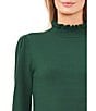 Color:Alpine Green - Image 3 - Ruffled Mock Neck Long Sleeve Sweater