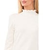 Color:Antique White - Image 3 - Ruffled Mock Neck Long Sleeve Sweater