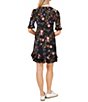 Color:Rich Black - Image 2 - Floral Print Tiered Ruffled Hem Short Elbow Sleeve V-Neck Knit Dress
