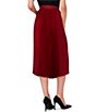 Color:Mulberry Red - Image 2 - Satin Pleated A-Line Midi Skirt