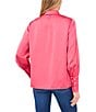CeCe Satin Point Collar Long Sleeve Tall Cuff Pearl Button Front Blouse, Color:Fresh Berry - Image 2