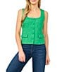 CeCe Scoop Neck Sleeveless Button Front Vest - Image 1