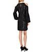 Color:Rich Black - Image 2 - Sequin Cold Shoulder Long Sleeve Shift Dress