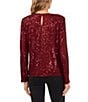 CeCe Sequin Round Neck Long Sleeve Blouse - Image 2