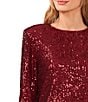 CeCe Sequin Round Neck Long Sleeve Blouse - Image 3