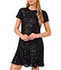 CeCe Sequin Round Neck Short Sleeve Mini Dress - Image 3