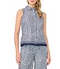 CeCe Shell Print Collar Neck Sleeveless Button Down Coordinating Top - Image 1