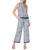 CeCe Shell Print Collar Neck Sleeveless Button Down Coordinating Top - Image 3