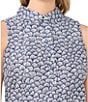 CeCe Shell Print Collar Neck Sleeveless Button Down Coordinating Top - Image 4