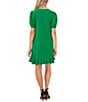 Color:Lush Green - Image 2 - Clip Dot Short Sleeve Crew Neck Knit Dress