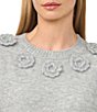 CeCe Short Sleeve Crew Neck 3D Flower Sweater - Image 3