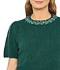 CeCe Short Sleeve Embellished Crew Neck Sweater - Image 3
