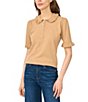 CeCe Short Sleeve Rib Collar Sweater - Image 1