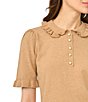 CeCe Short Sleeve Rib Collar Sweater - Image 3