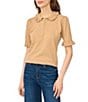 CeCe Short Sleeve Rib Collar Sweater - Image 1
