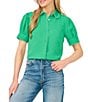 Cece Short Sleeve Scallop Button Front Shirt - Image 1