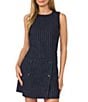CeCe Sleeveless Pinstripe Crewneck Mini Shift Dress - Image 1