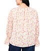 CeCe Smocked Cuffed Long Sleeve Crew Neckline Ditsy Floral Blouse, Color:New Ivory - Image 2