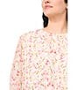 CeCe Smocked Cuffed Long Sleeve Crew Neckline Ditsy Floral Blouse, Color:New Ivory - Image 3