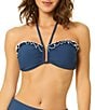 CeCe Solid Contrast Ruffle Halter Swim Top & Solid Mid Rise Hipster Swim Bottom - Image 3