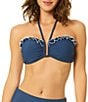 CeCe Solid Contrast Ruffle Halter Swim Top - Image 1