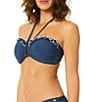 CeCe Solid Contrast Ruffle Halter Swim Top - Image 3