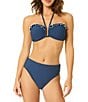 CeCe Solid Contrast Ruffle Halter Swim Top - Image 4