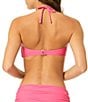 CeCe Solid Contrast Ruffle Halter Swim Top - Image 2