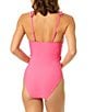 CeCe Solid Contrast Ruffle V-Neck One Piece Swimsuit - Image 2