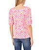 Color:New Ivory - Image 2 - Square Neck Short Puff Sleeve Floral Blouse