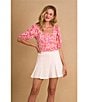 Color:New Ivory - Image 4 - Square Neck Short Puff Sleeve Floral Blouse