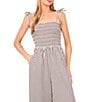 CeCe Stripe Tie Strap Smocked Bodice Wide Leg Jumpsuit - Image 3