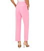 Color:Pink Begonia - Image 2 - Tapered Straight Leg Pleat Front Ankle Crop Twill Trouser Pants
