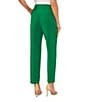 Color:Lush Green - Image 2 - Tapered Straight Leg Pleat Front Ankle Crop Twill Trouser Pants