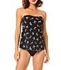 CeCe Tied Love Bow Print Scalloped Tankini Swim Top & Solid Mid Rise Hipster Swim Bottom - Image 2