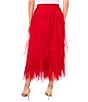 CeCe Tulle High Waisted A-Line Tiered Ruffle Flounce Midi Skirt, Color:Bright Cherry - Image 2