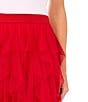 CeCe Tulle High Waisted A-Line Tiered Ruffle Flounce Midi Skirt, Color:Bright Cherry - Image 3