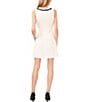 Color:Ultra White - Image 2 - Tweed Crew Neck Sleeveless Contrasting Bow A-Line Dress
