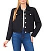 CeCe Tweed Point Collar Long Sleeve Rhinestone Button Front Coordinating Jacket, Color:Rich Black - Image 1