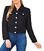 CeCe Tweed Point Collar Long Sleeve Rhinestone Button Front Coordinating Jacket, Color:Rich Black - Image 2